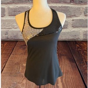 Black Racer Back Shirt with Sequins